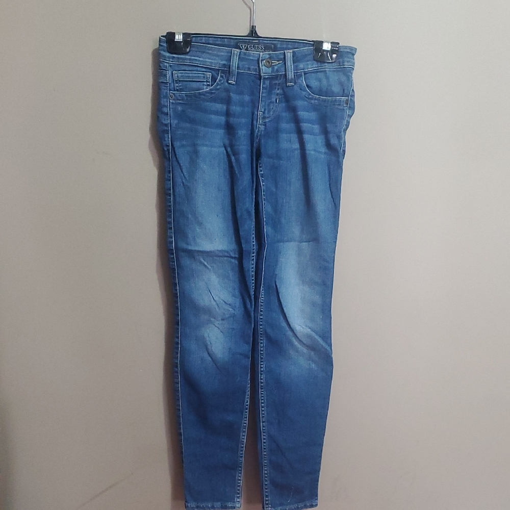 Guess Blue Skinny Jeans with Waistband Logo Size 23